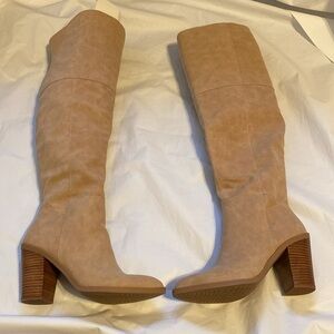 Michael by Michael Shannon Over The Knee Wide Calf Heeled Boots Tan Size 7